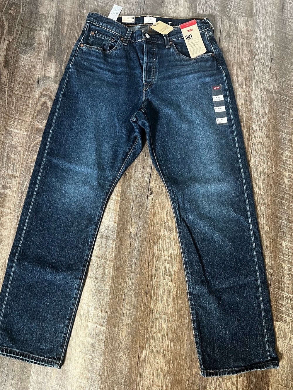 Levi's 501 Straight Leg Jeans in Dark Blue Denim - Picture 2 of 10